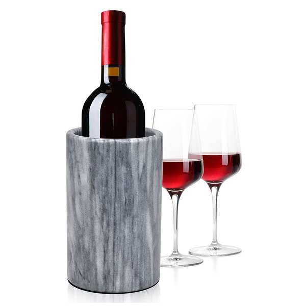 Wine Chiller Elegant Grey Marble Wine Bottle Cooler Keeps Wine and Champagne Cold with Multipurpose Use as Kitchen Utensil Holder and Flower Vase - Holds 750ml Sized Bottles (Grey)