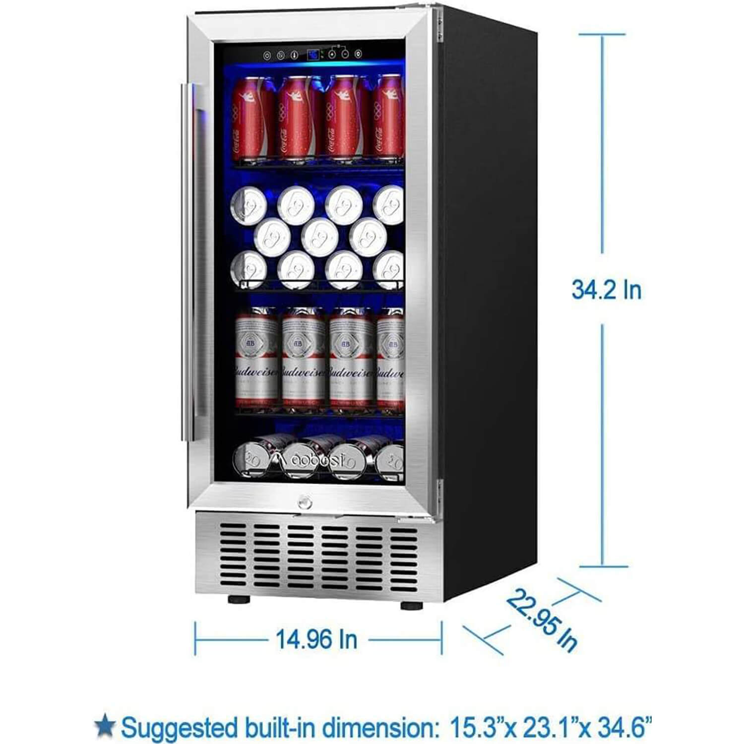 AAOBOSI Beverage Refrigerator 15 Inch 94 Cans Built-in Beverage Cooler JC-85C