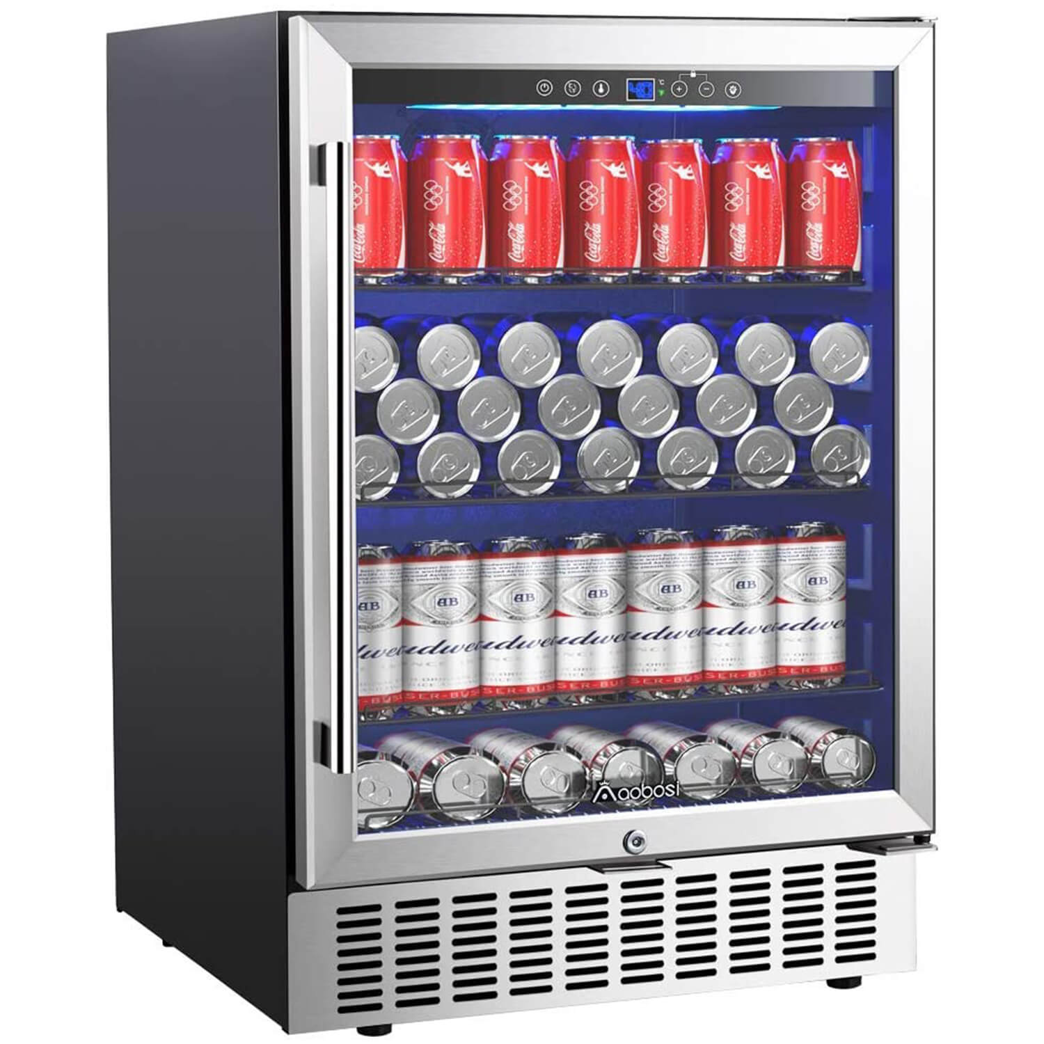 24 inch Beverage Refrigerator - 154 Cans Capacity Beverage Cooler- Fit  Perfectly into 24 Space Built in Counter or Freestanding - for Soda,  Water, Beer or Wine