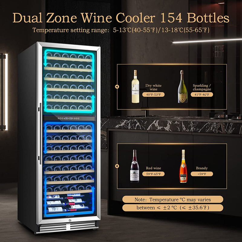 AAOBOSI 24 Free Standing 154 Bottles Wine Cooler