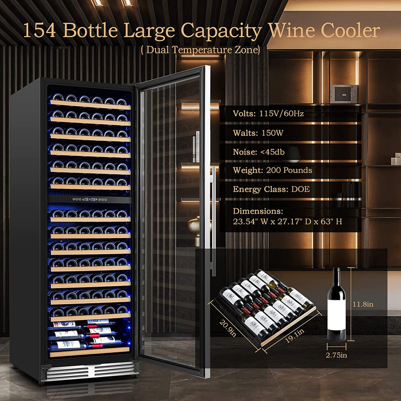 Bodegacooler AAobosi YC 408B_24 inch 154 Bottle dual zone wine cooler