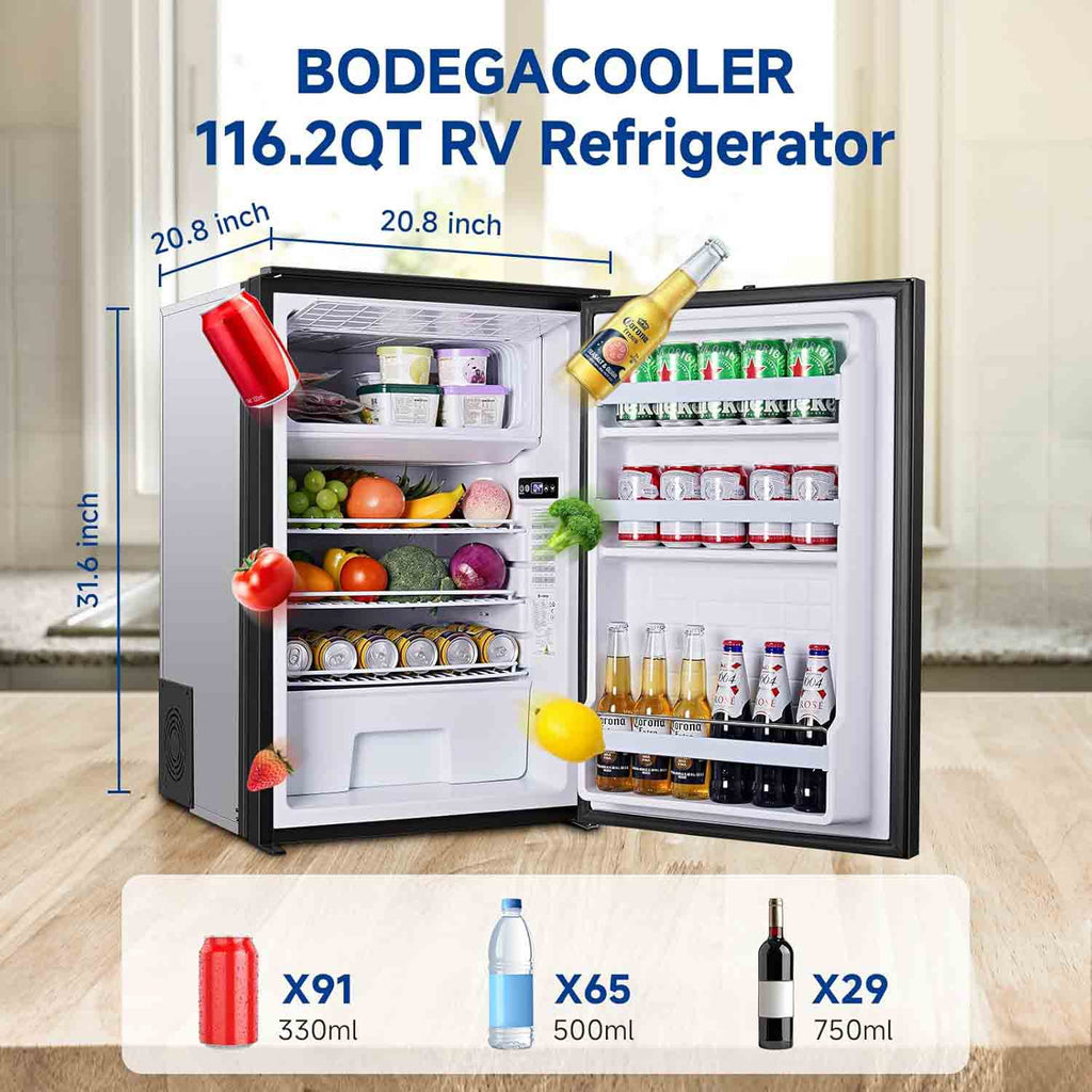 12v Rv Fridge BODEGACOOLER 12-Volt Refrigerator, 116.2-Quart RV Refrigerator with Fr