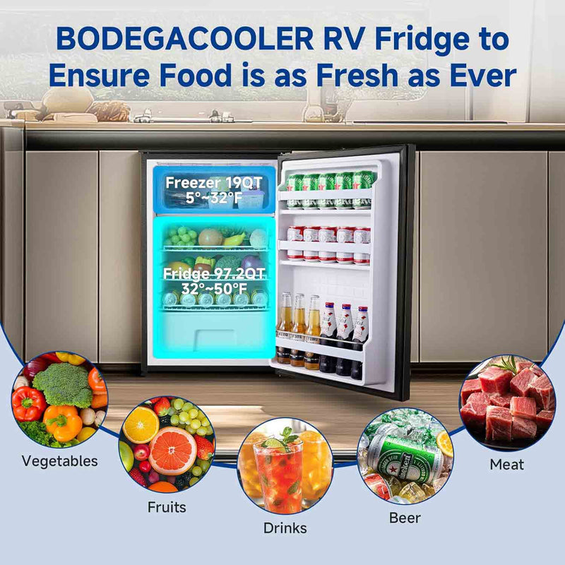 12v Rv Fridge BODEGACOOLER 12-Volt Refrigerator, 116.2-Quart RV Refrigerator with Fr