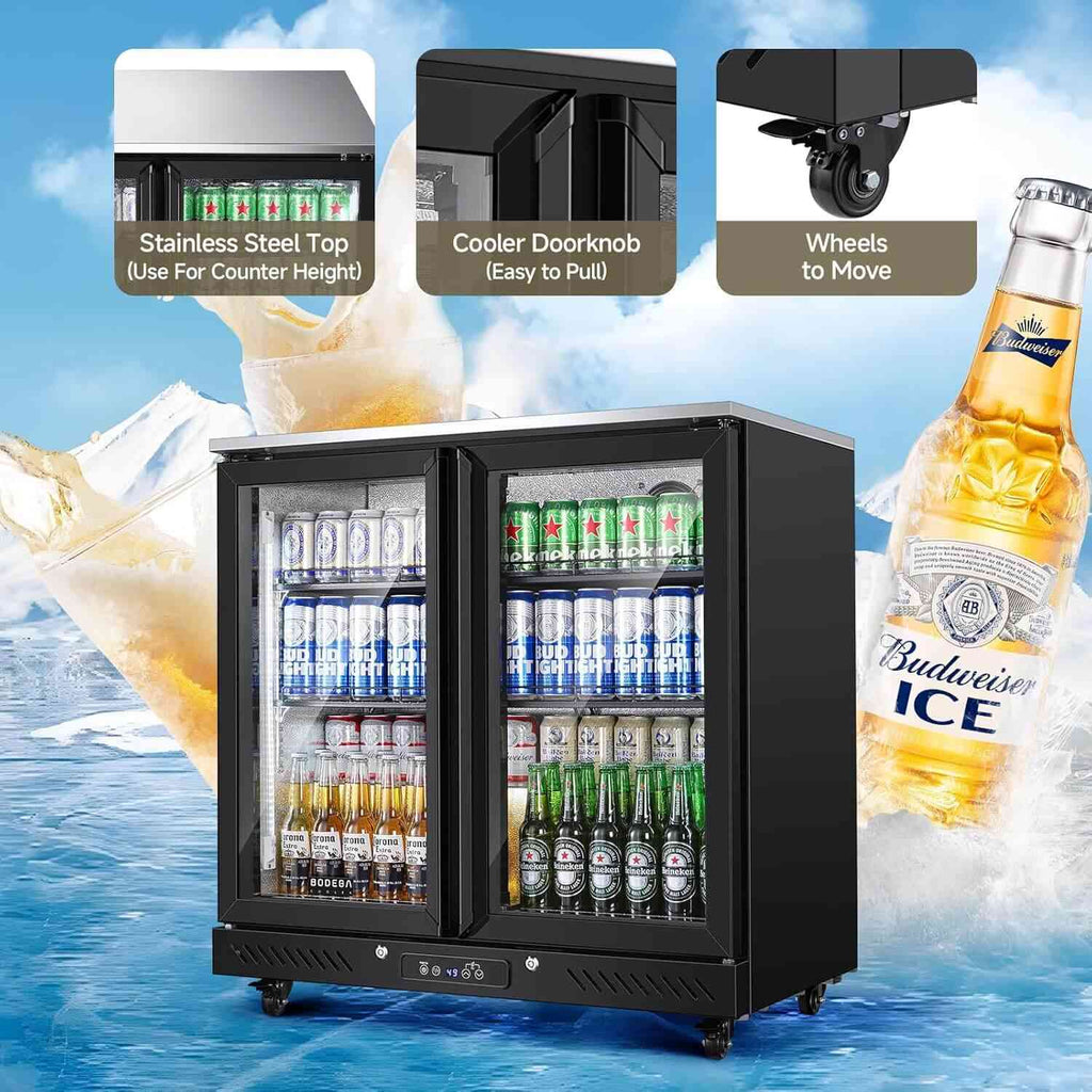 Bodega Setup BODEGACOOLER Back Bar Cooler with 2 Glass Doors,7.7 Cu.ft Commercial B
