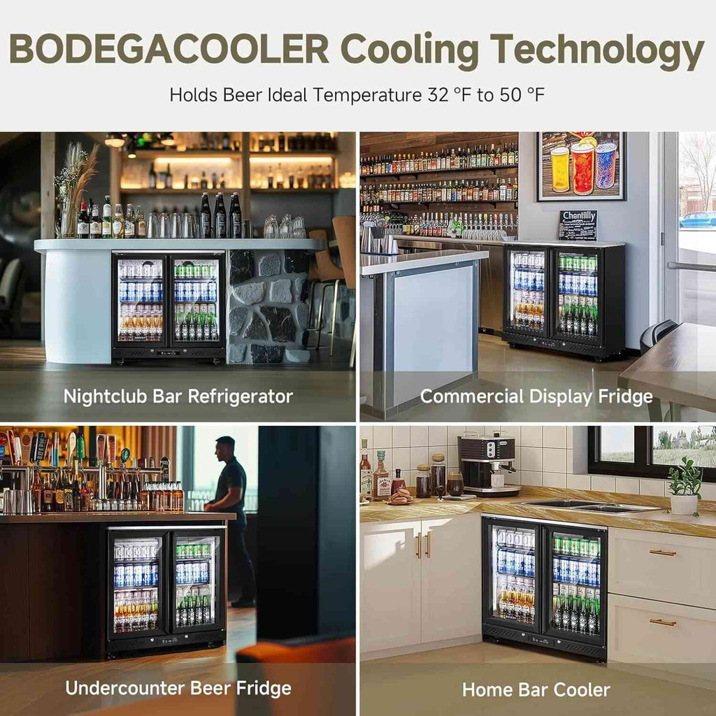 Bodega Setup BODEGACOOLER Back Bar Cooler with 2 Glass Doors,7.7 Cu.ft Commercial B