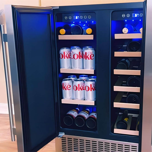 wine and beverage fridge 2-IN-1 Hold 18 Bottles and 57 Cans