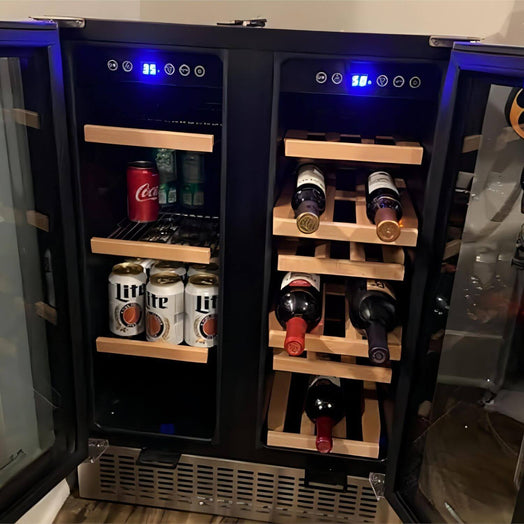 wine and beverage fridge 2-IN-1 Hold 18 Bottles and 57 Cans