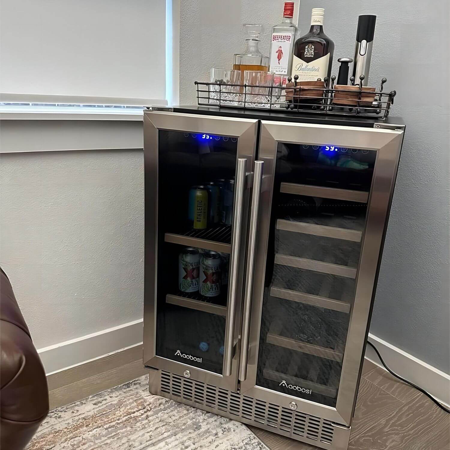 wine and beverage fridge 2-IN-1 Hold 18 Bottles and 57 Cans