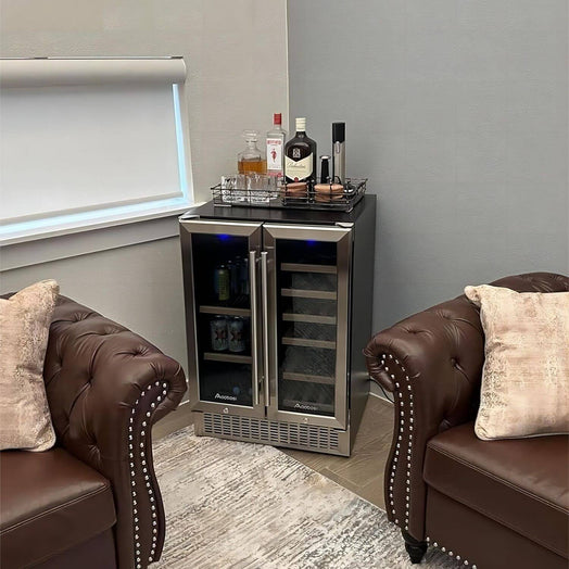 wine and beverage fridge 2-IN-1 Hold 18 Bottles and 57 Cans