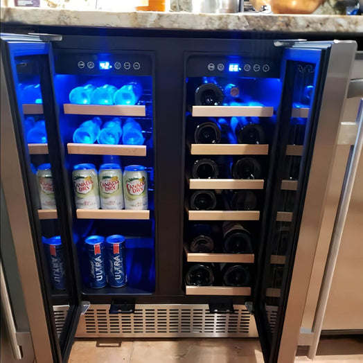 wine and beverage fridge 2-IN-1 Hold 18 Bottles and 57 Cans