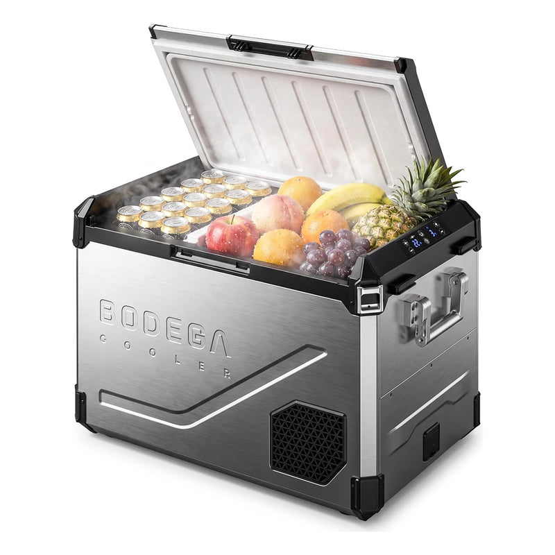 BODEGAcooler 12V 63QT Stainless Steel Portable Refrigerator | Dual Zon