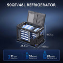 BODEGACOOLER 12 Volt Car Refrigerator, 50QT(48L) Car Fridge with APP Control, 12V Cooler -4℉ to 68℉, Portable Freezer 12/24V DC & 100-240V AC with Wheels for Outdoor, Truck, Camping, Travel