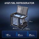 BODEGACOOLER 12 Volt Car Refrigerator, 61QT(58L) Car Fridge with APP Control, 12V Cooler -4℉ to 68℉, Portable Freezer 12/24V DC & 100-240V AC with Wheels for Outdoor, Truck, Camping, Travel