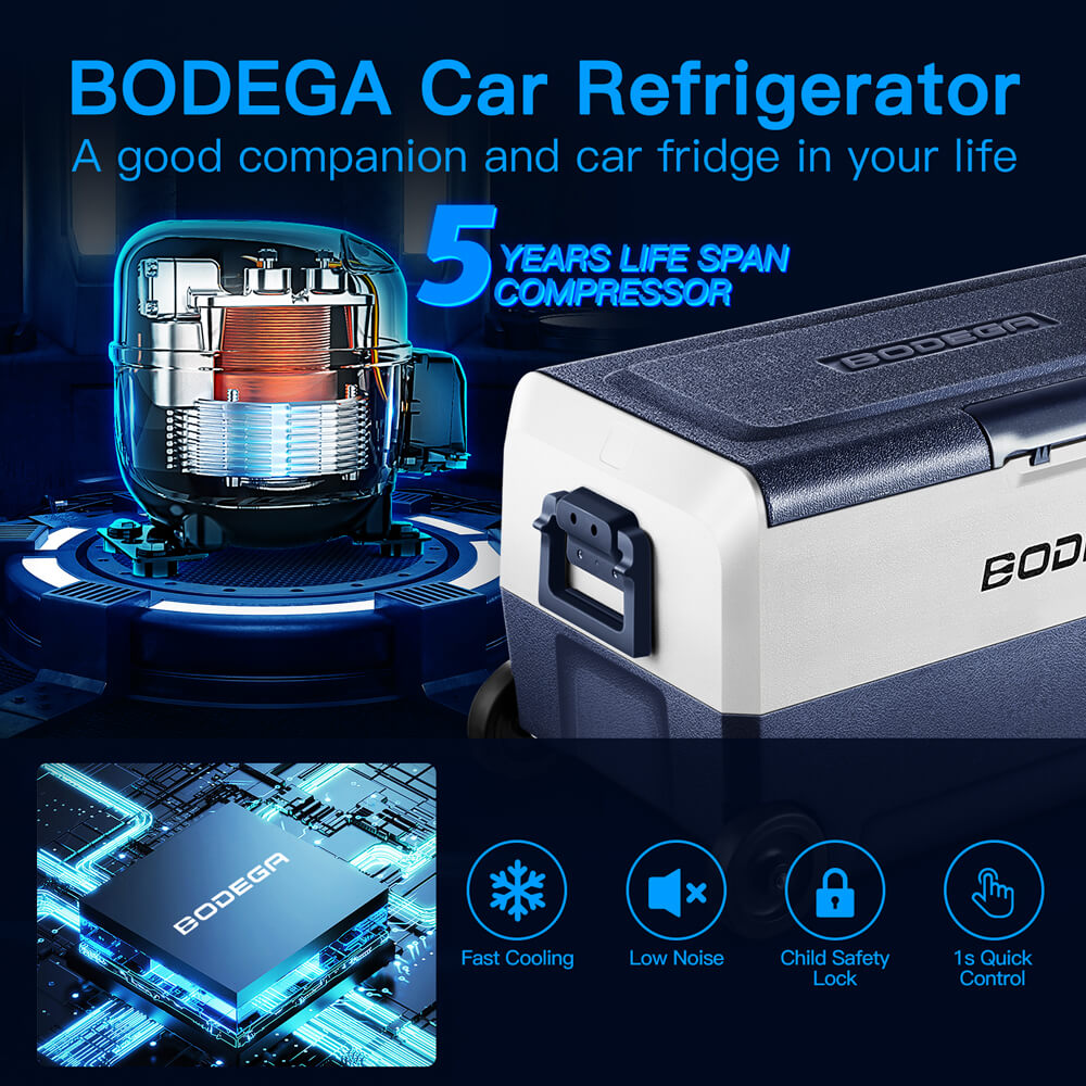 BODEGA 12 Volt 38 Qt. Portable Car Refrigerator Cooler,Car Freezer for  Travelling 