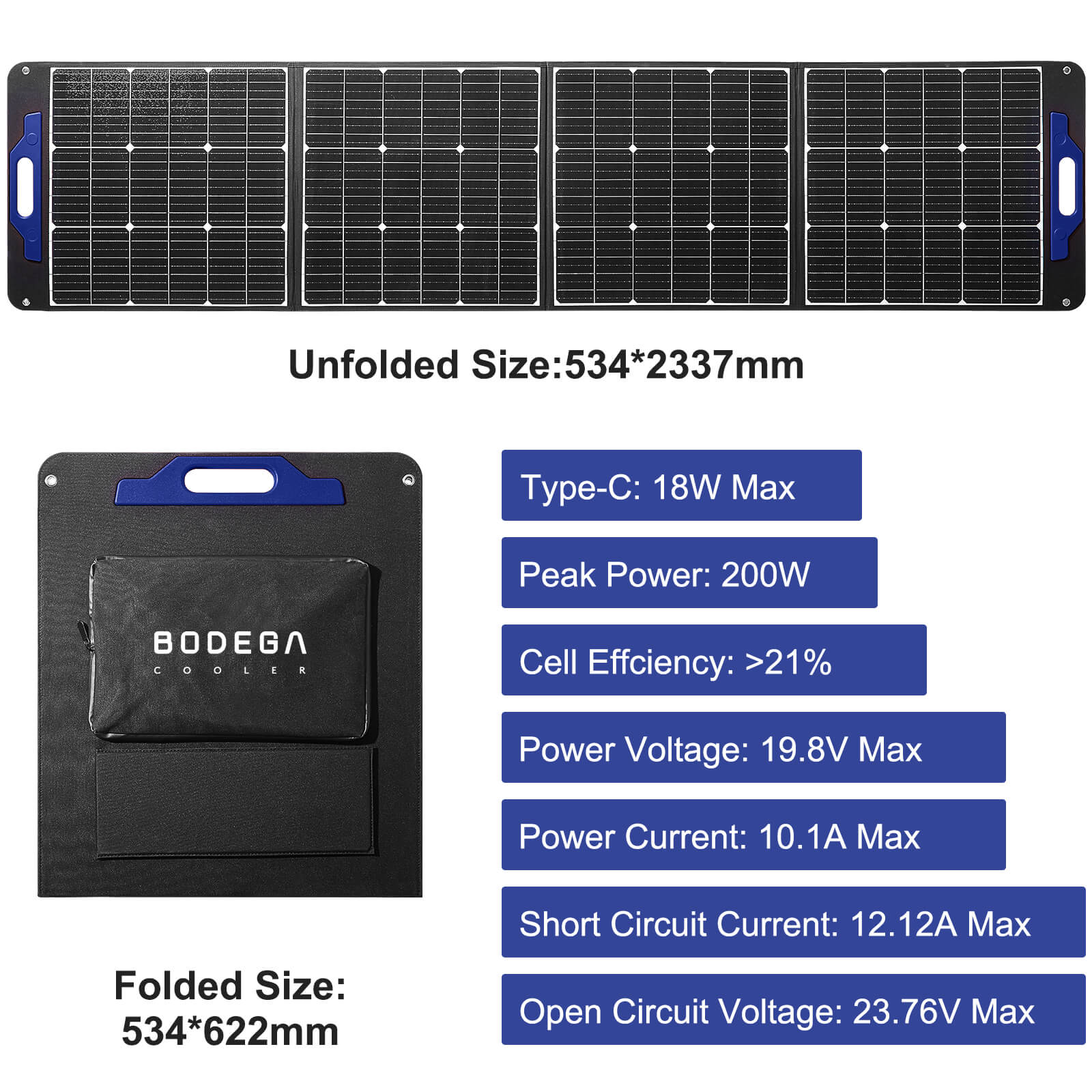 Portable solar panel 200W