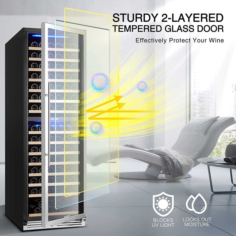 BODEGAcooler 24" Free Standing 174 Bottles Wine Cooler Dual Zone