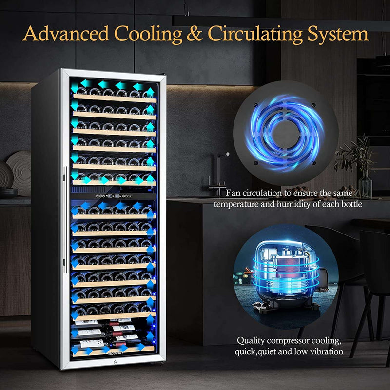 154 bottles large capacity dual zone wine cooler
