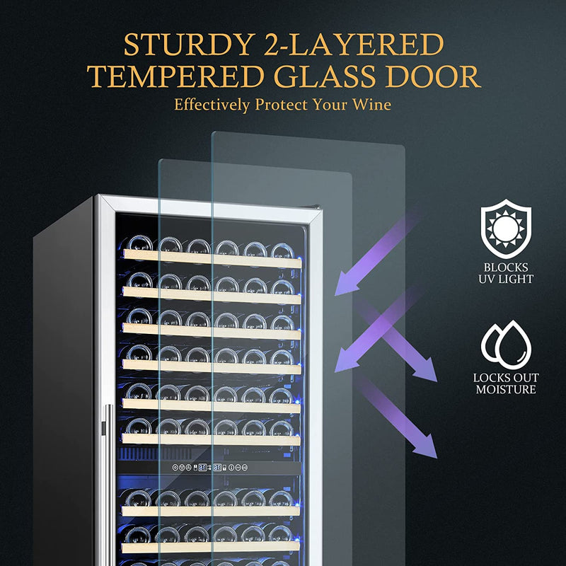 154 bottles large capacity dual zone wine cooler