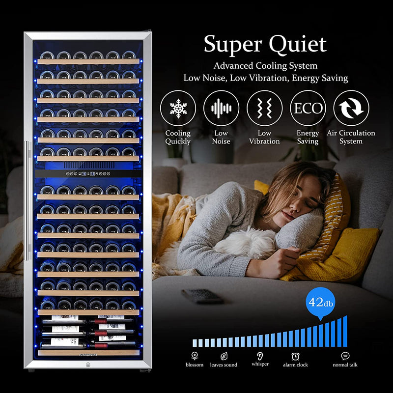 154 bottles large capacity dual zone wine cooler