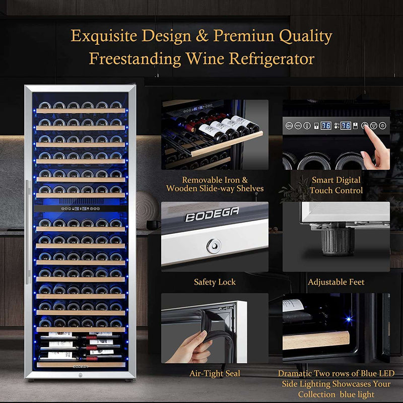 154 bottles large capacity dual zone wine cooler