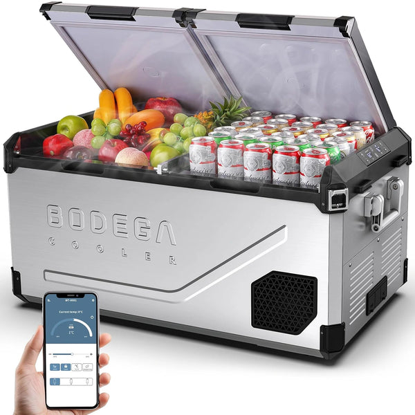 BODEGAcooler 100QT 12V dual zone portable freezer with smartphone app control