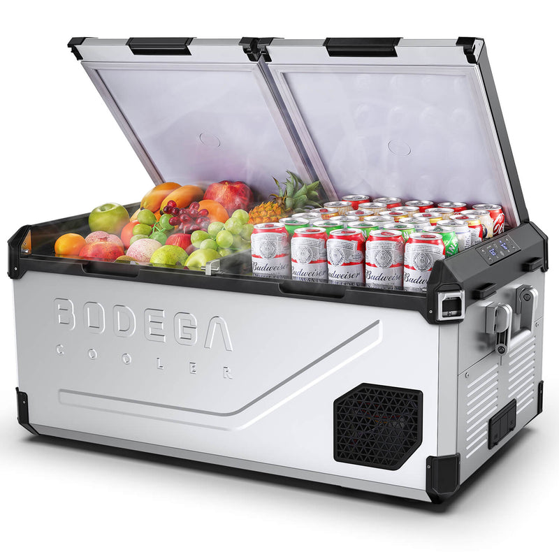 BODEGAcooler 79QT 12V dual zone portable car freezer and cooler for camping