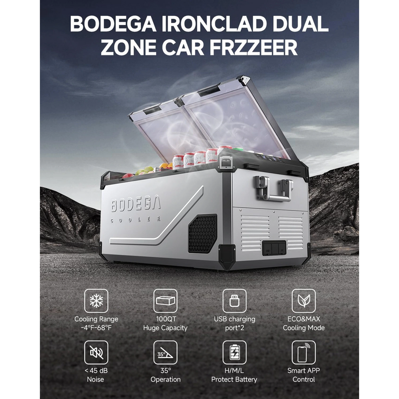Rugged dual zone fridge freezer with durable construction