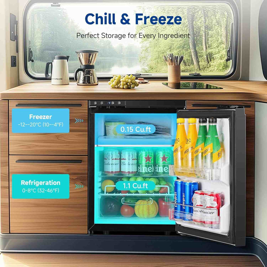 Mini Freezer Rv BODEGA 12 Volt Mini Refrigerator 1.25cu.ft 35.4L RV Fridge and Freezer