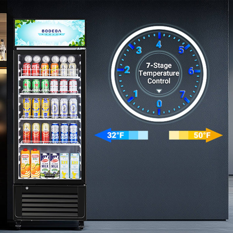 BODEGAcooler Commercial Glass Door Display Refrigerator Merchandiser 12.2 Cu. Ft
