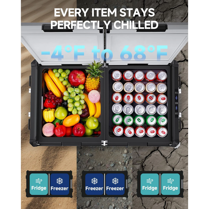 Car refrigerator and freezer combo keeps everything fresh and chilled