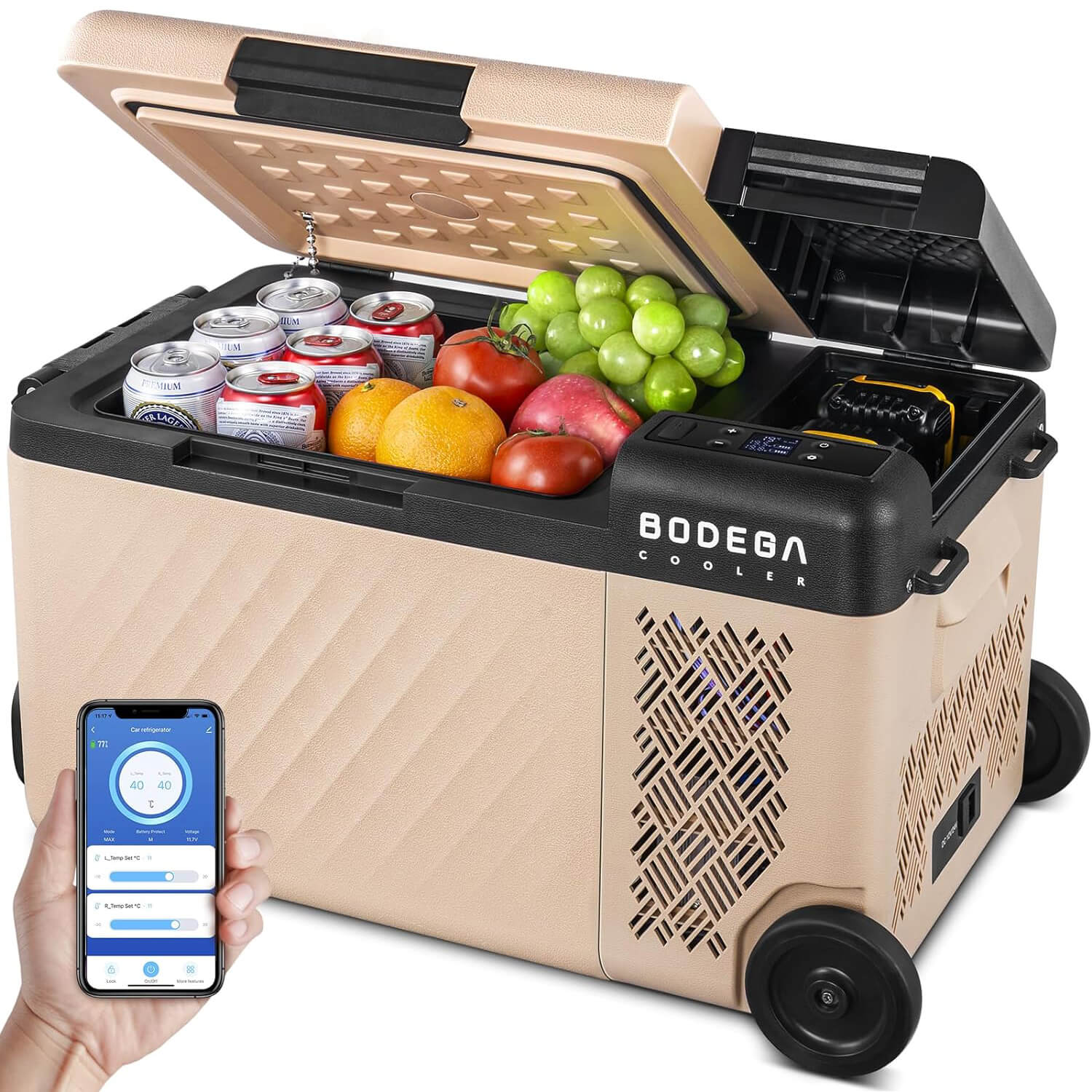BODEGAcooler Small Portable Refrigerator 20QT With Wheels
