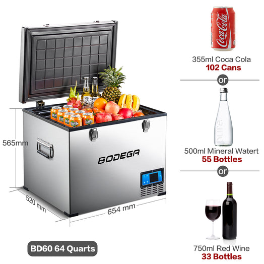 BODEGAcooler Portable Fridge Freezer 64qt/60L Single Zone