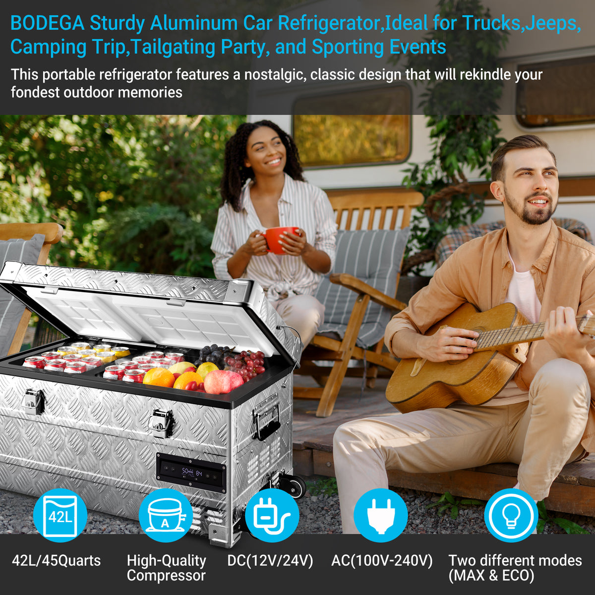 BODEGAcooler 48 Quart/42L Portable Car Fridge Dual Zone