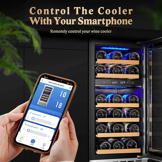 AAOBOSI 15 Inch Wine Cooler 28 Bottle Dual Zone Wine Refrigerator ‎JC-85B