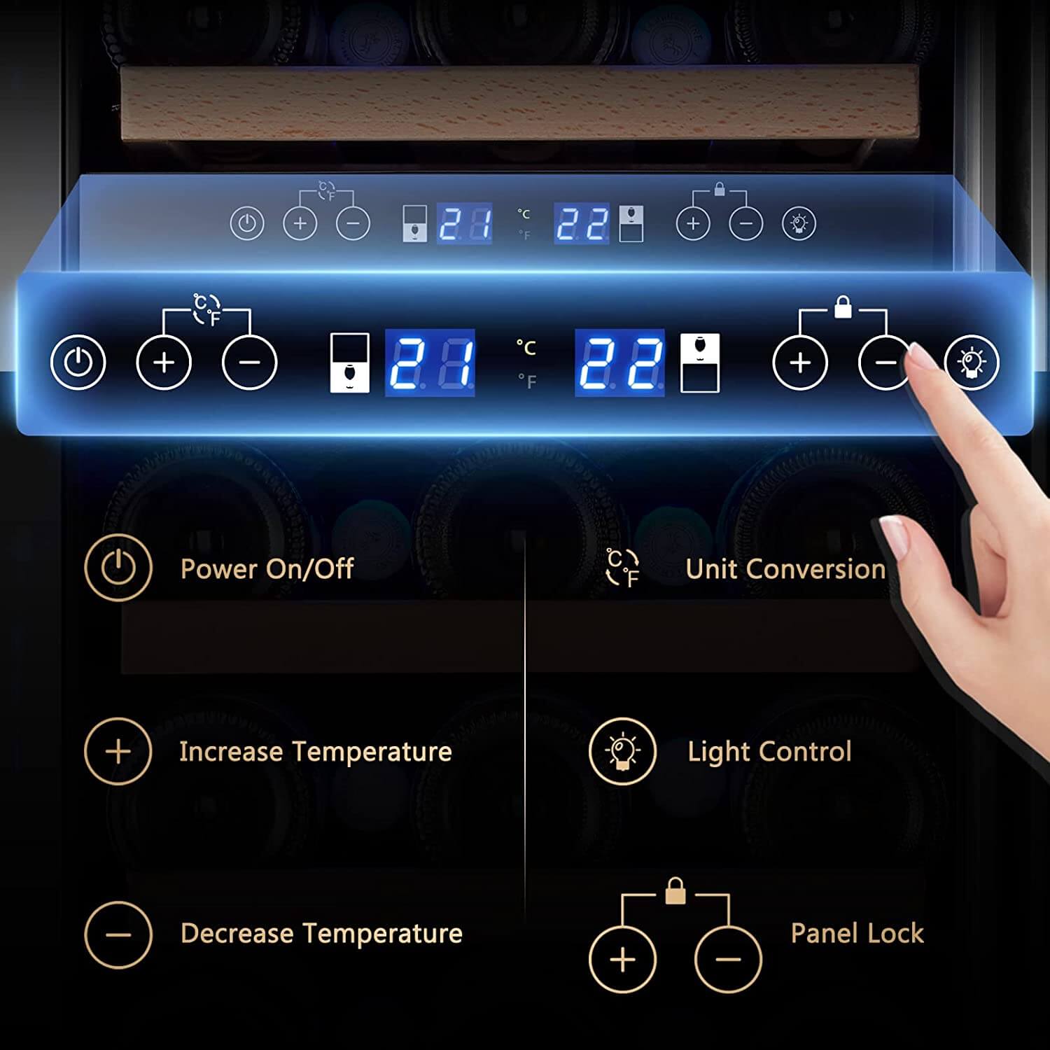 AAOBOSI 15 Inch Wine Cooler 28 Bottle Dual Zone Wine Refrigerator ‎JC-85B