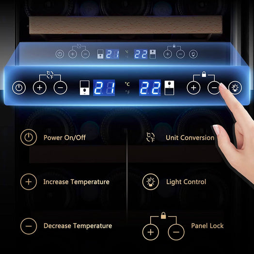 AAOBOSI 15 Inch Wine Cooler 28 Bottle Dual Zone Wine Refrigerator ‎JC-85B