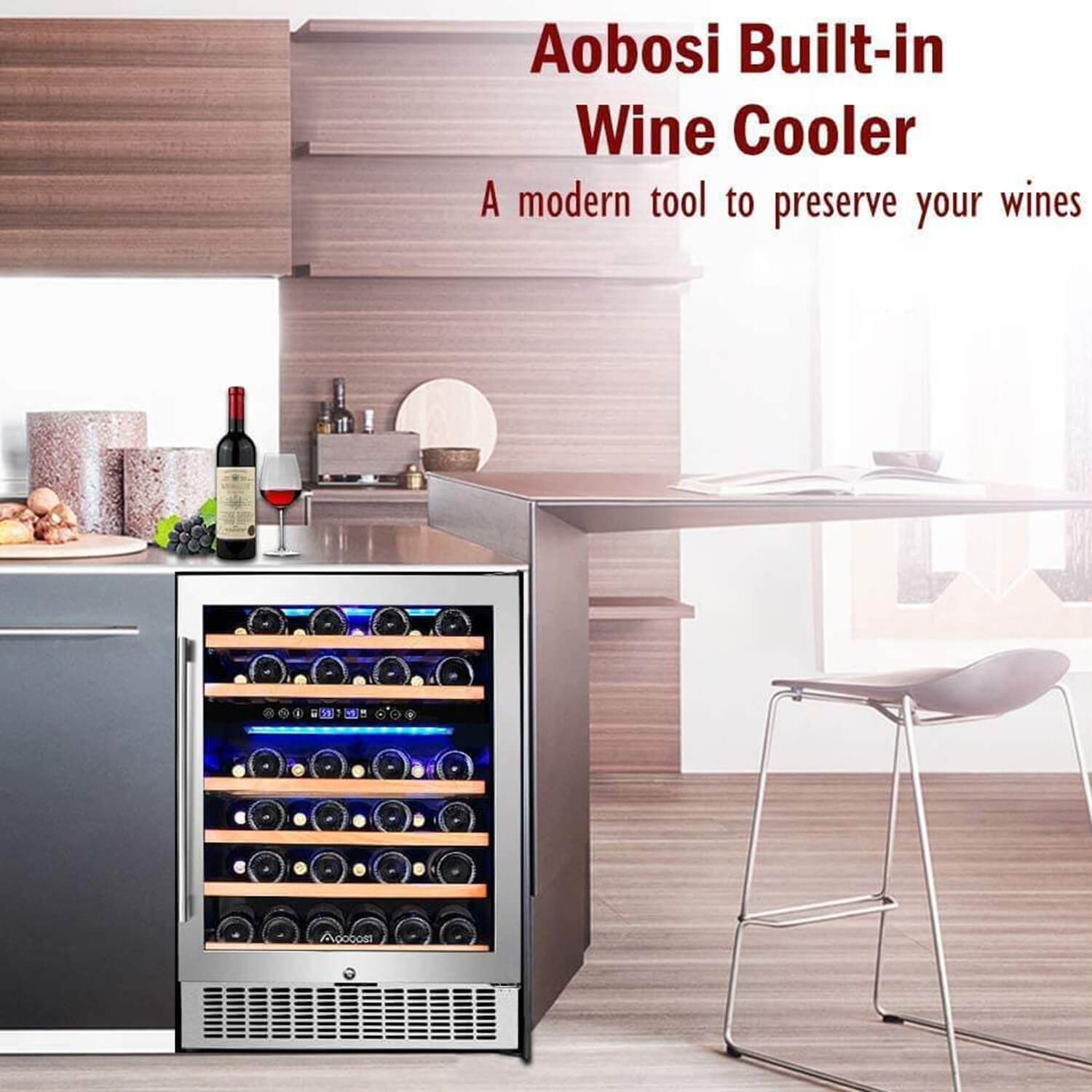 BODEGA Wine Cooler 24 Inch, 154 Bottles Wine Refrigerator, Freestanding  Wine Fridge With Intelligent Temperature Memory & Humidity Control Design