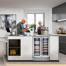 AAOBOSI 24 Inch Beverage and Wine Cooler Dual Zone 2-IN-1 Hold 18 Bottles and 57 Cans YC120-2D