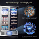 AAOBOSI 24 Inch Beverage and Wine Cooler Dual Zone 2-IN-1 Hold 18 Bottles and 57 Cans YC120-2D