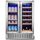 AAOBOSI 24 Inch Beverage and Wine Cooler Dual Zone 2-IN-1 Hold 18 Bottles and 57 Cans YC120-2D