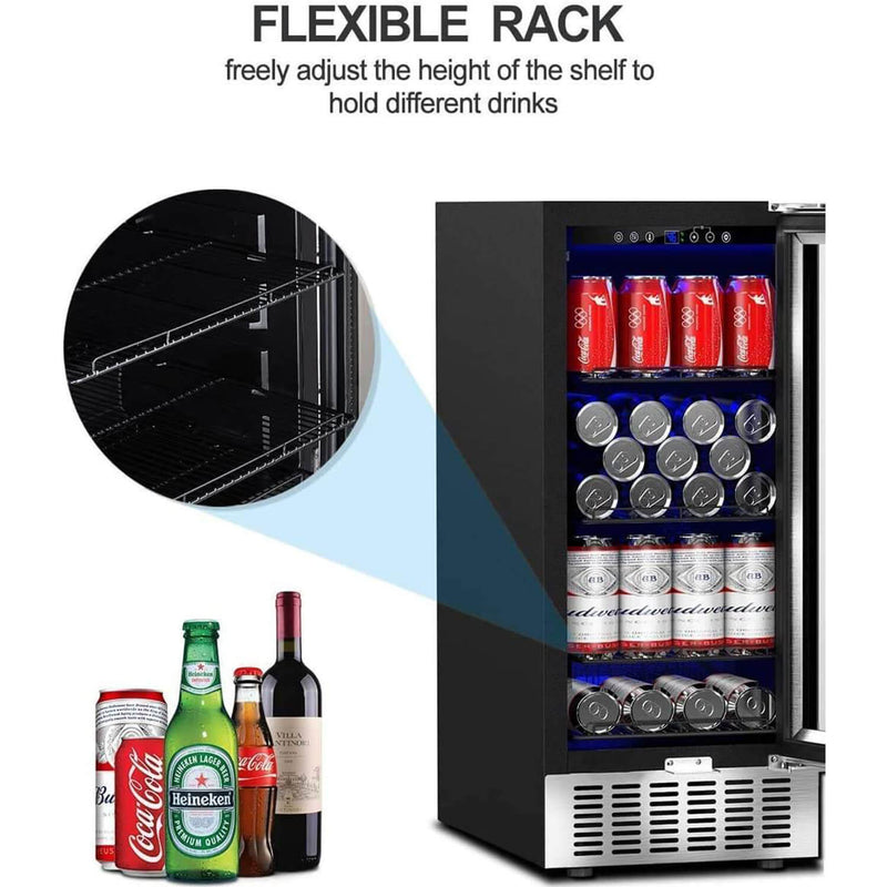AAOBOSI Beverage Refrigerator 15 Inch 94 Cans Built-in Beverage Cooler JC-85C