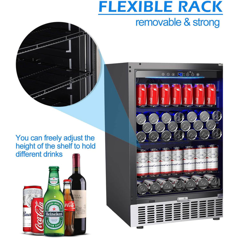 AAobosi 24 Inch 164 Cans Freestanding and Built-in Beverage Refrigerator
