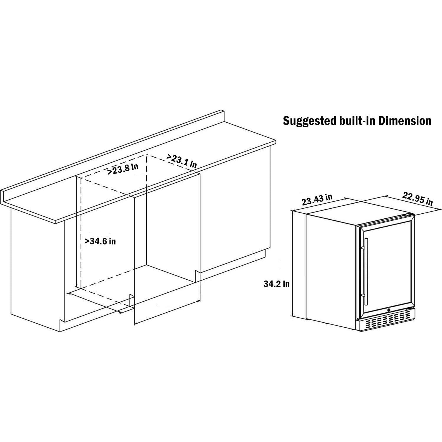 AAobosi 24 Inch 164 Cans Freestanding and Built-in Beverage Refrigerator JC-145C