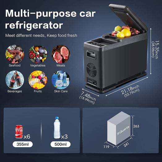 BODEGA-9Quart Mini Car Refrigerator for Vehicle Camping Travel and Party