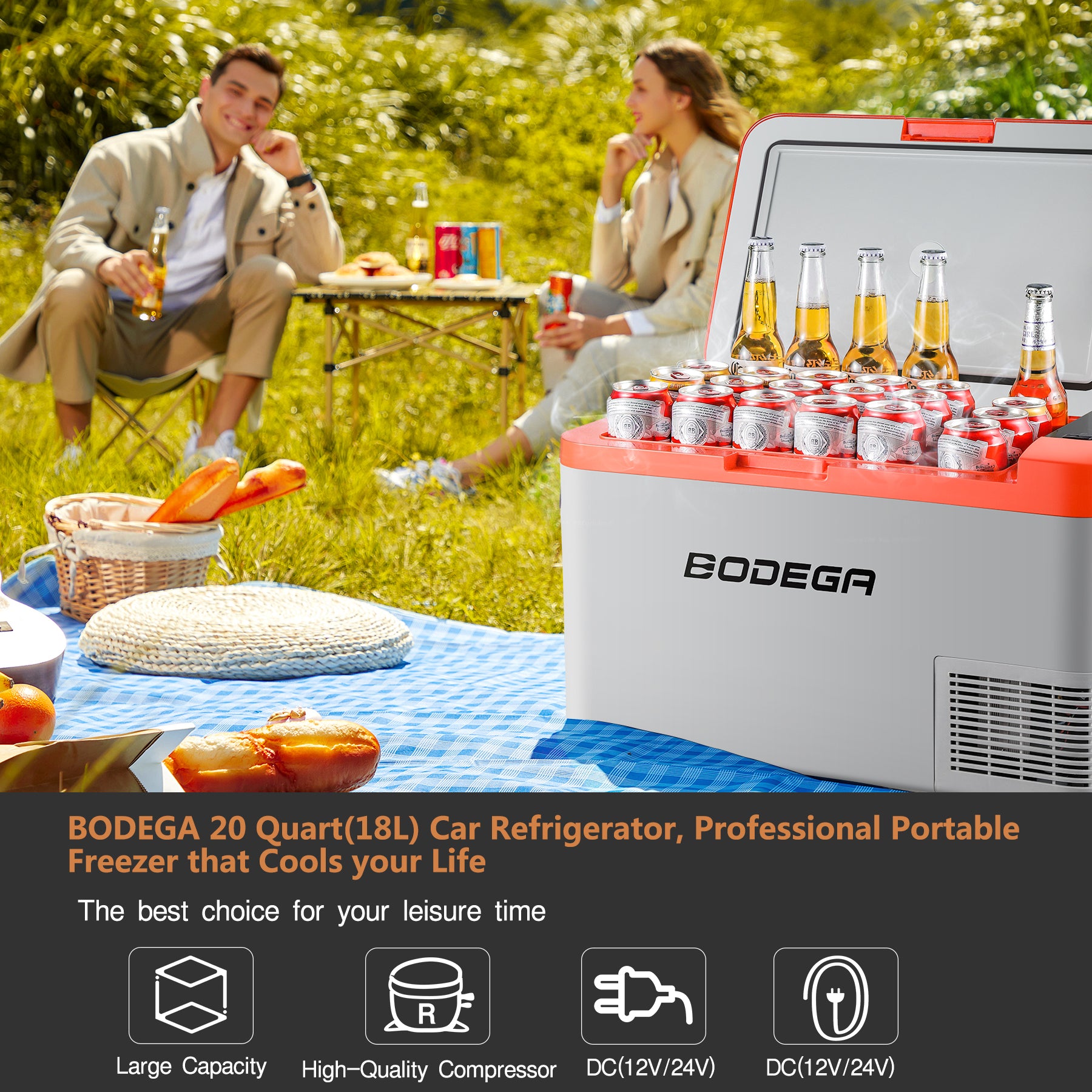 BODEGA-car fridge K25 Orange 27 Quart