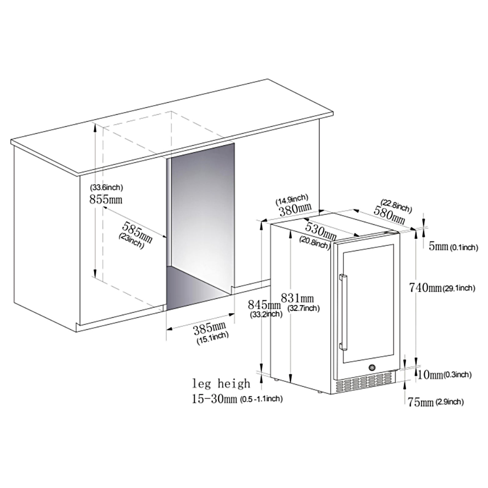 BODEGAcooler 15 Inch Beverage Cooler 100 Can Outdoor Fridge