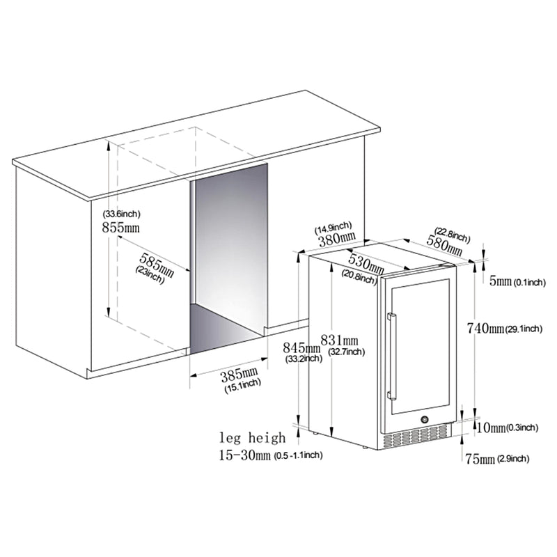 Earth Day Sale-BODEGAcooler 15" Built-in 100 Can Beverage Fridge in Stainless Steel