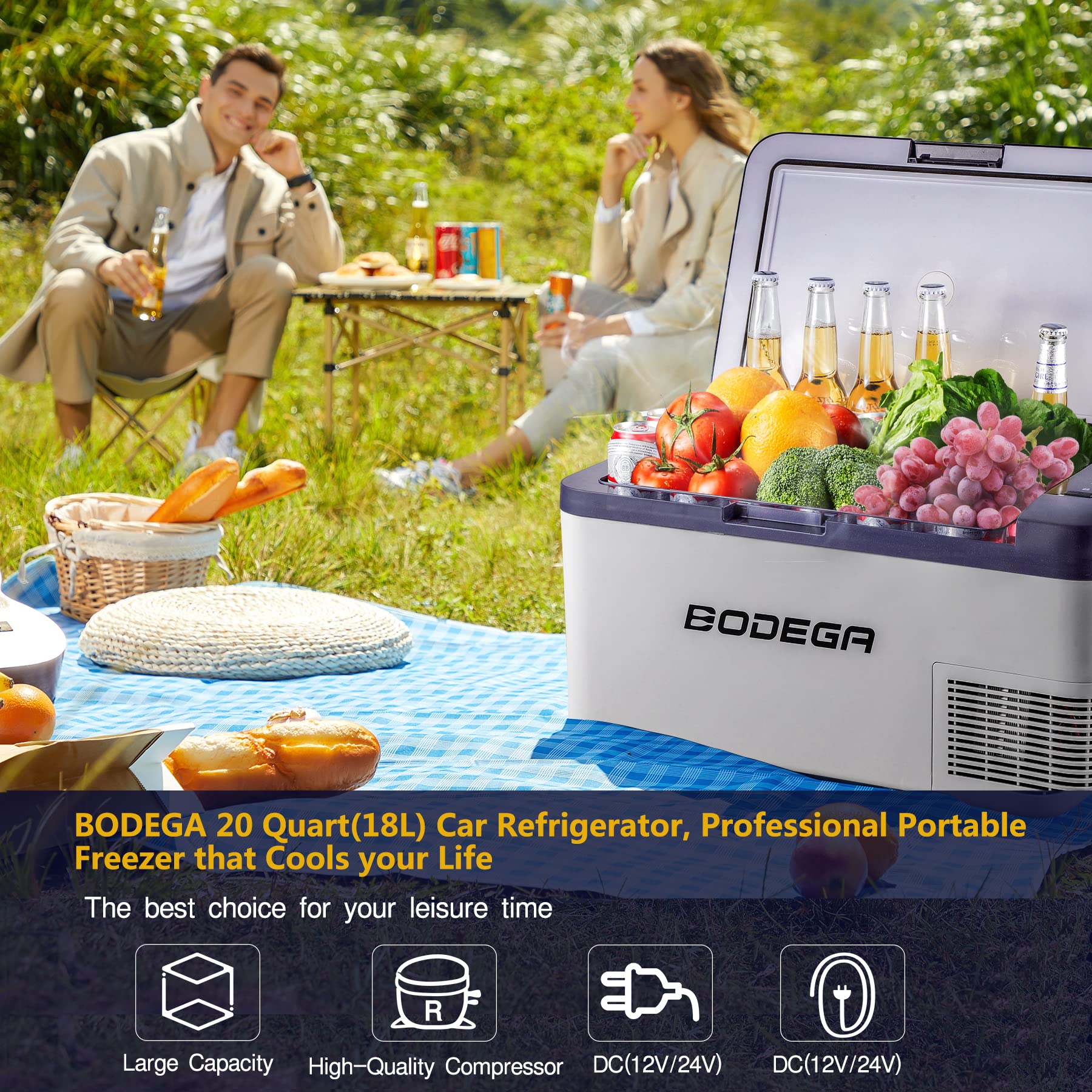 BODEGAcooler Car Fridge K18 Dark Bule 20 Quart wifi control