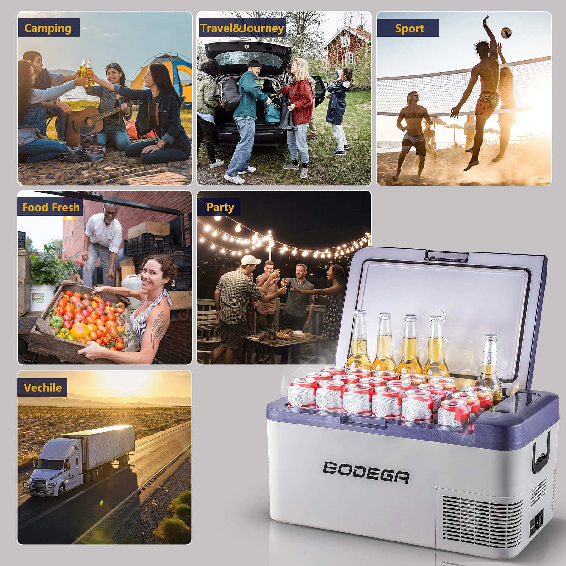 BODEGAcooler Car Fridge K18 Dark Bule 20 Quart wifi control