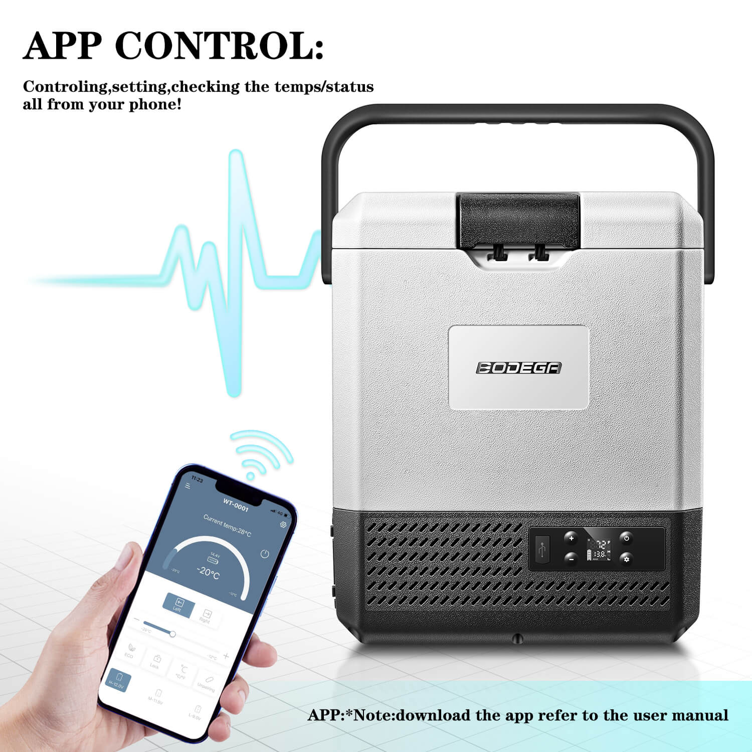 BODEGAcooler P8 9quart/8L 12V mini portable refrigerator APP Control